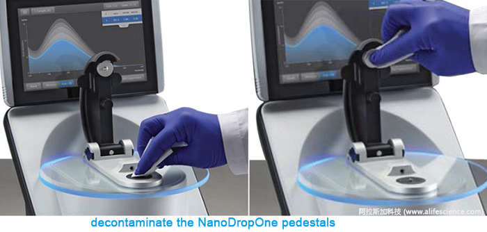 NanoDrop OneC微量紫外可見光度計測試中的樣品清理.jpg NanoDrop OneC微量紫外可見光度計測試中的樣品清理.jpg